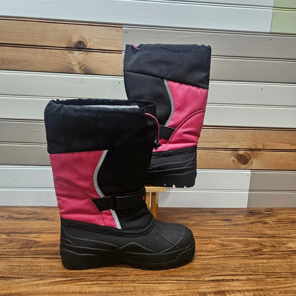 LL Bean Kids Snow Boots Pink Black Waterproof Insulated Winter 238064 Size 6